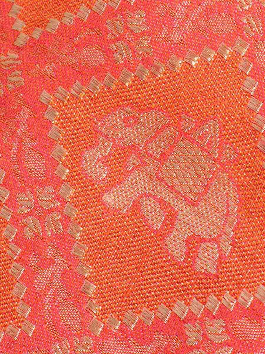 Twisha Sleeveless Brocade Asymmetrical Neck Top With Dhoti- Orange & Pink