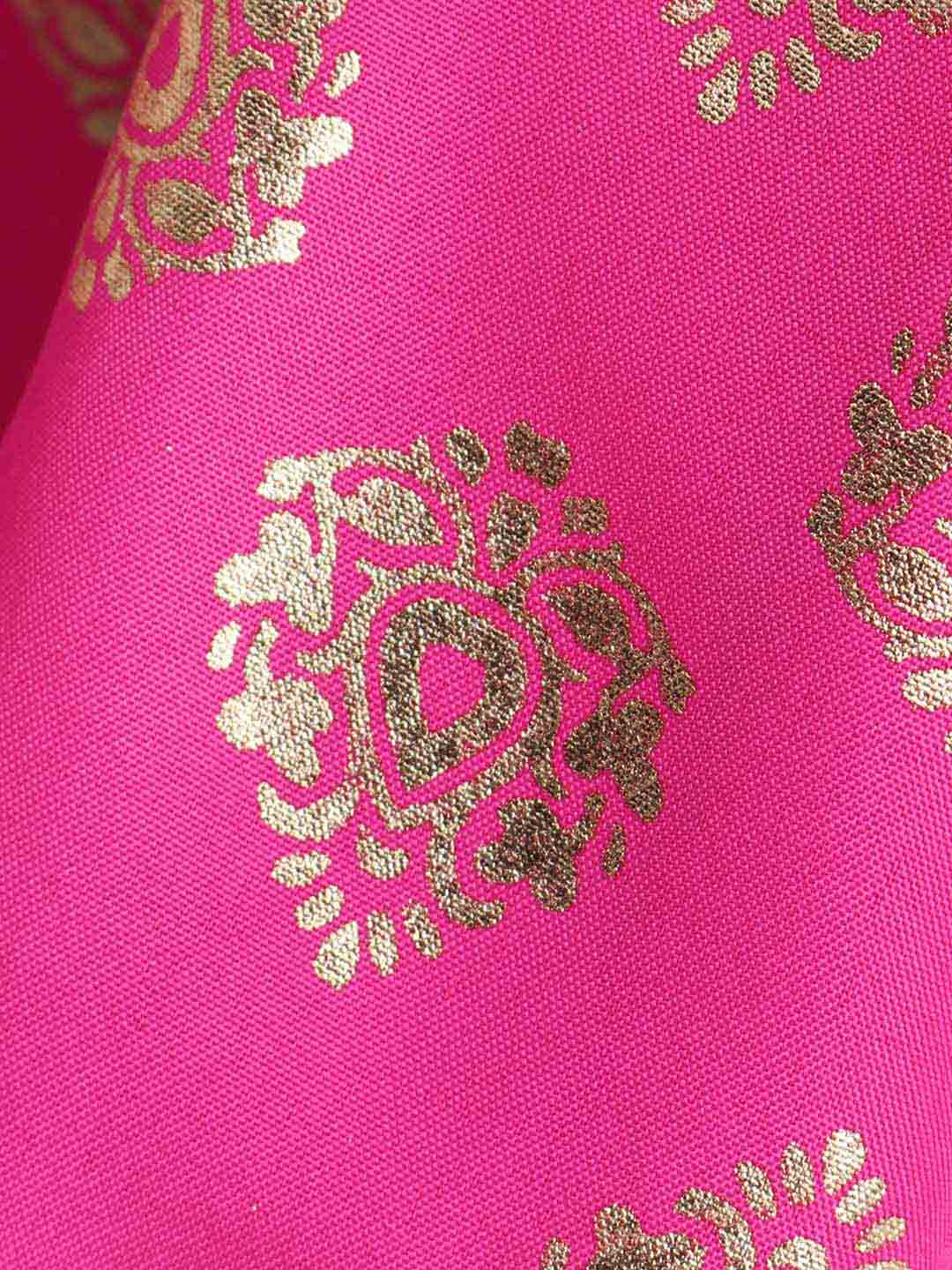 Twisha Sleeveless Brocade Asymmetrical Neck Top With Dhoti- Orange & Pink