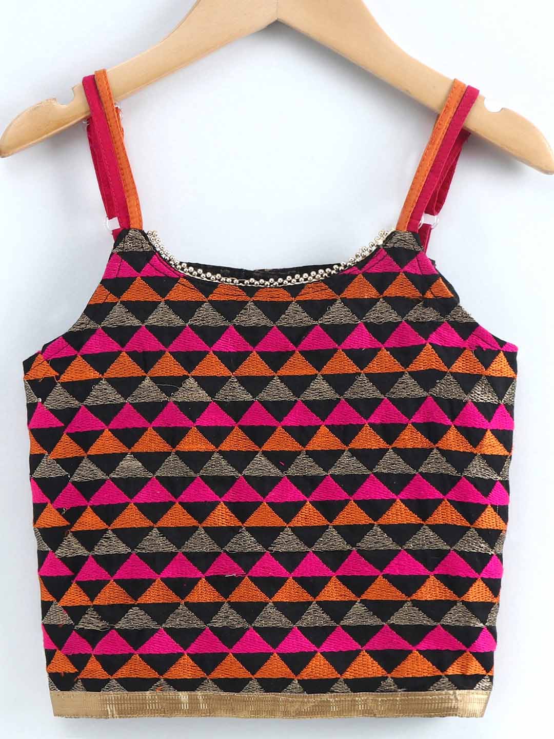 Triangle Top With Dhoti - Black & Pink