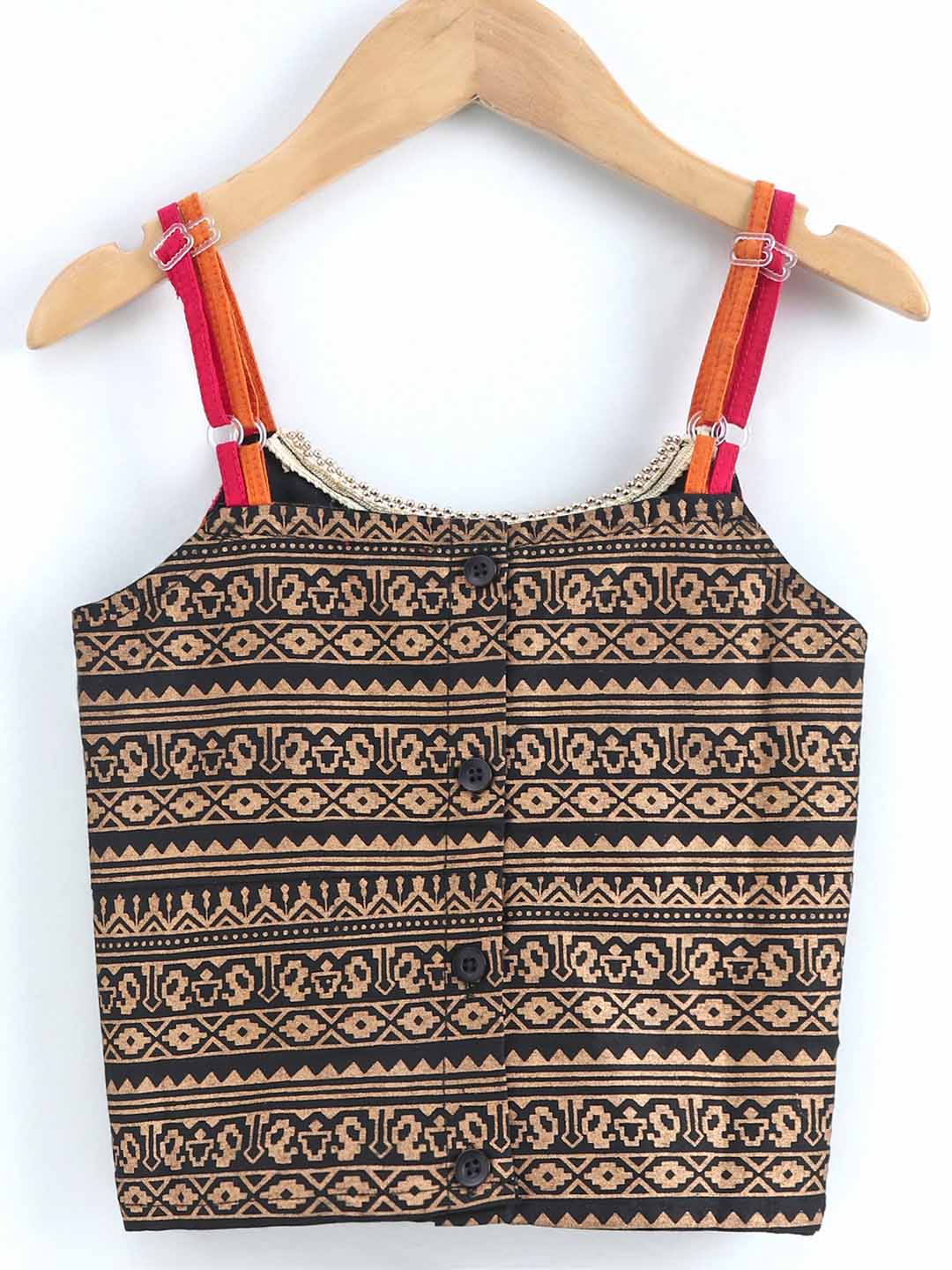Triangle Top With Dhoti - Black & Pink
