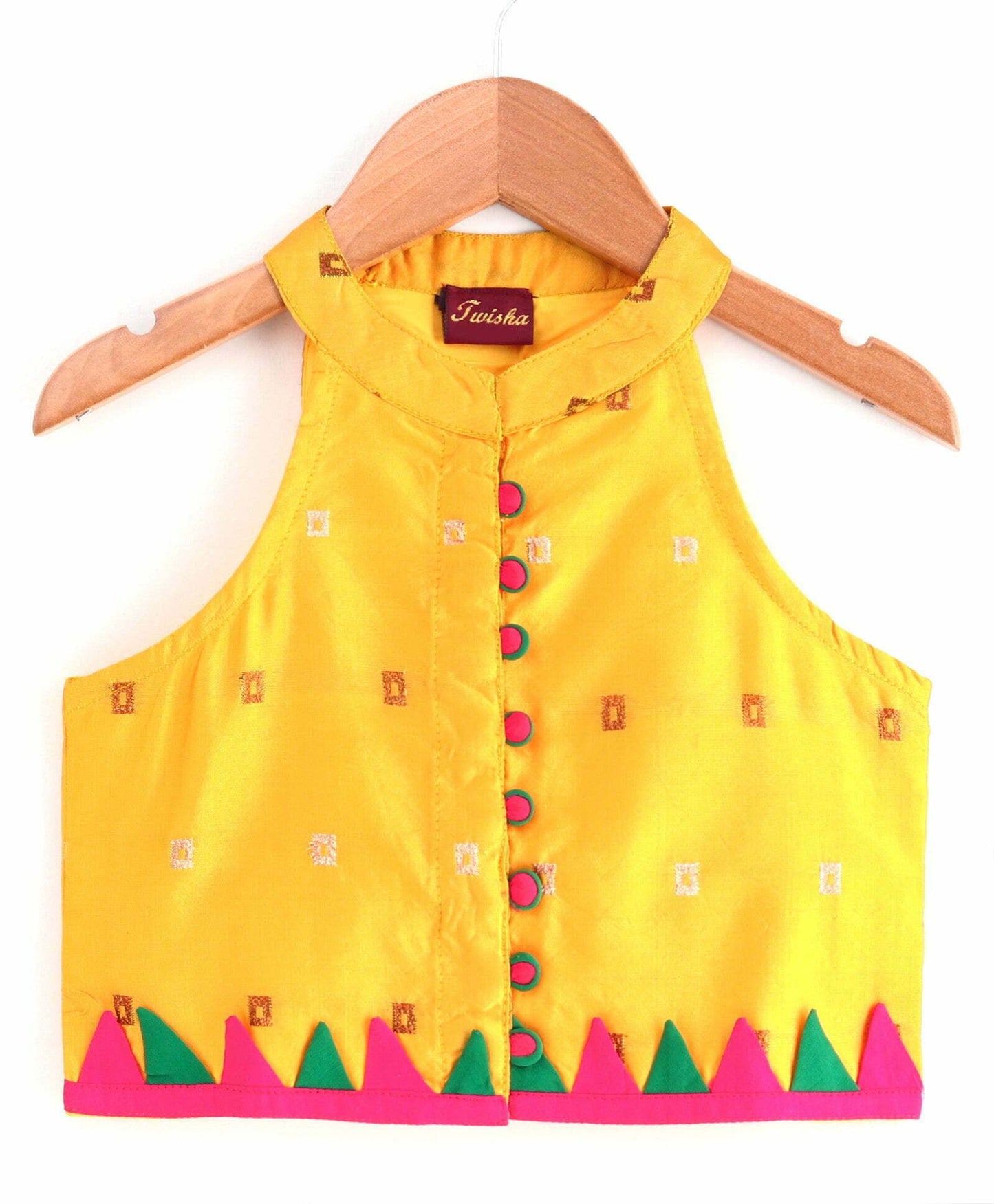 Girls Incut Top With Dhoti Set Pink & Yellow