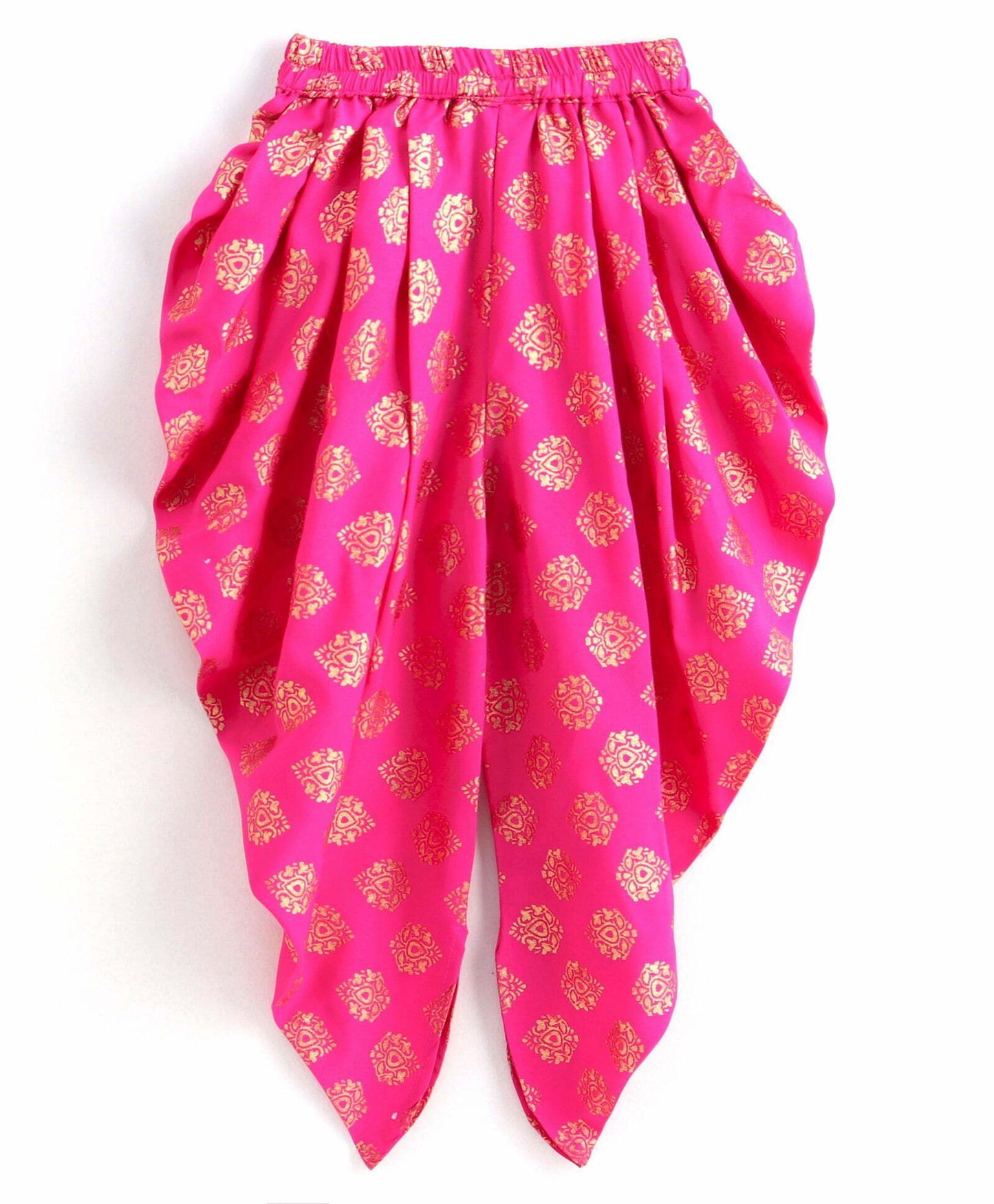 Girls Half And Half Top With Dhoti Set-Blue Pink
