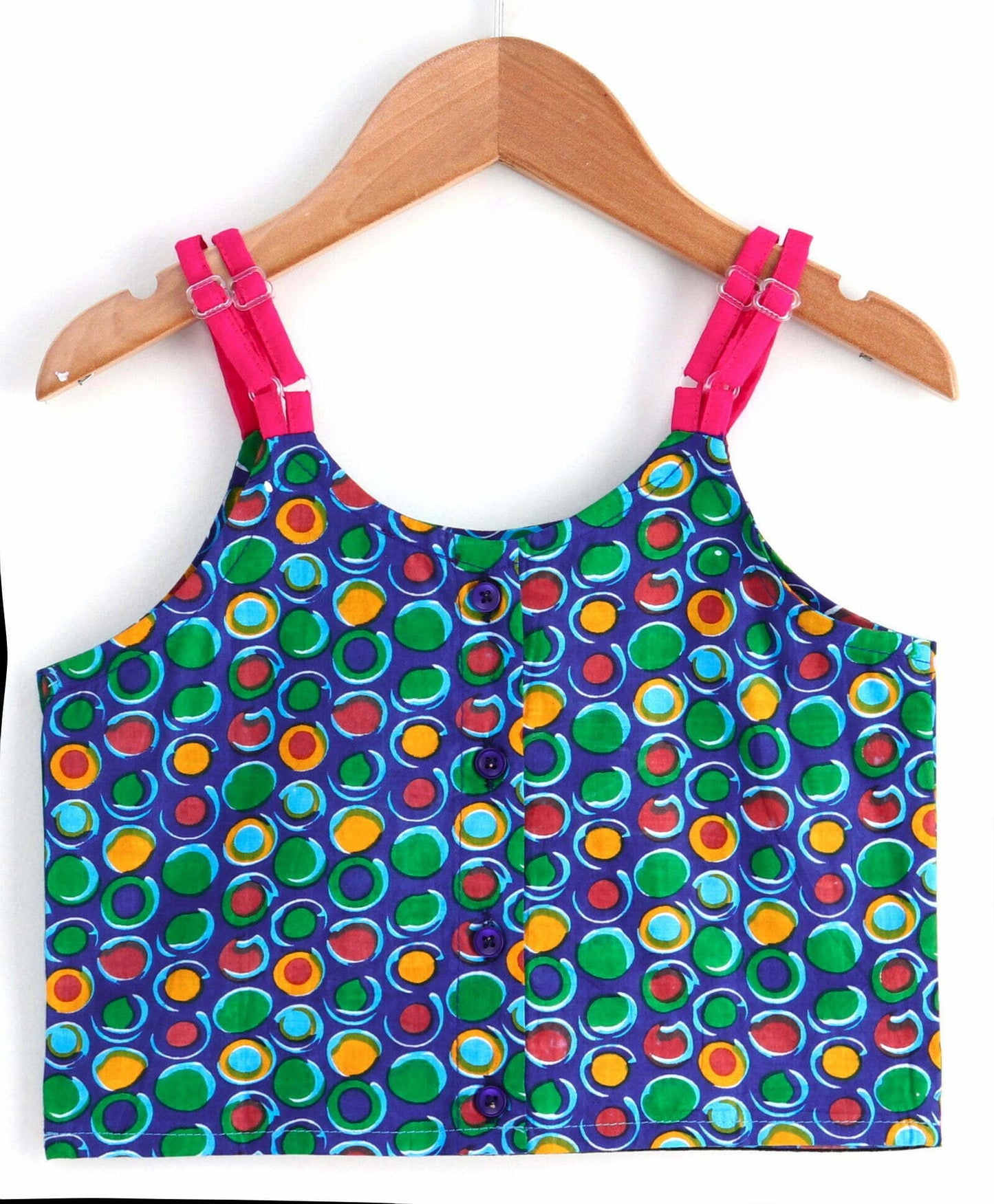 Girls Half And Half Top With Dhoti Set-Blue Pink