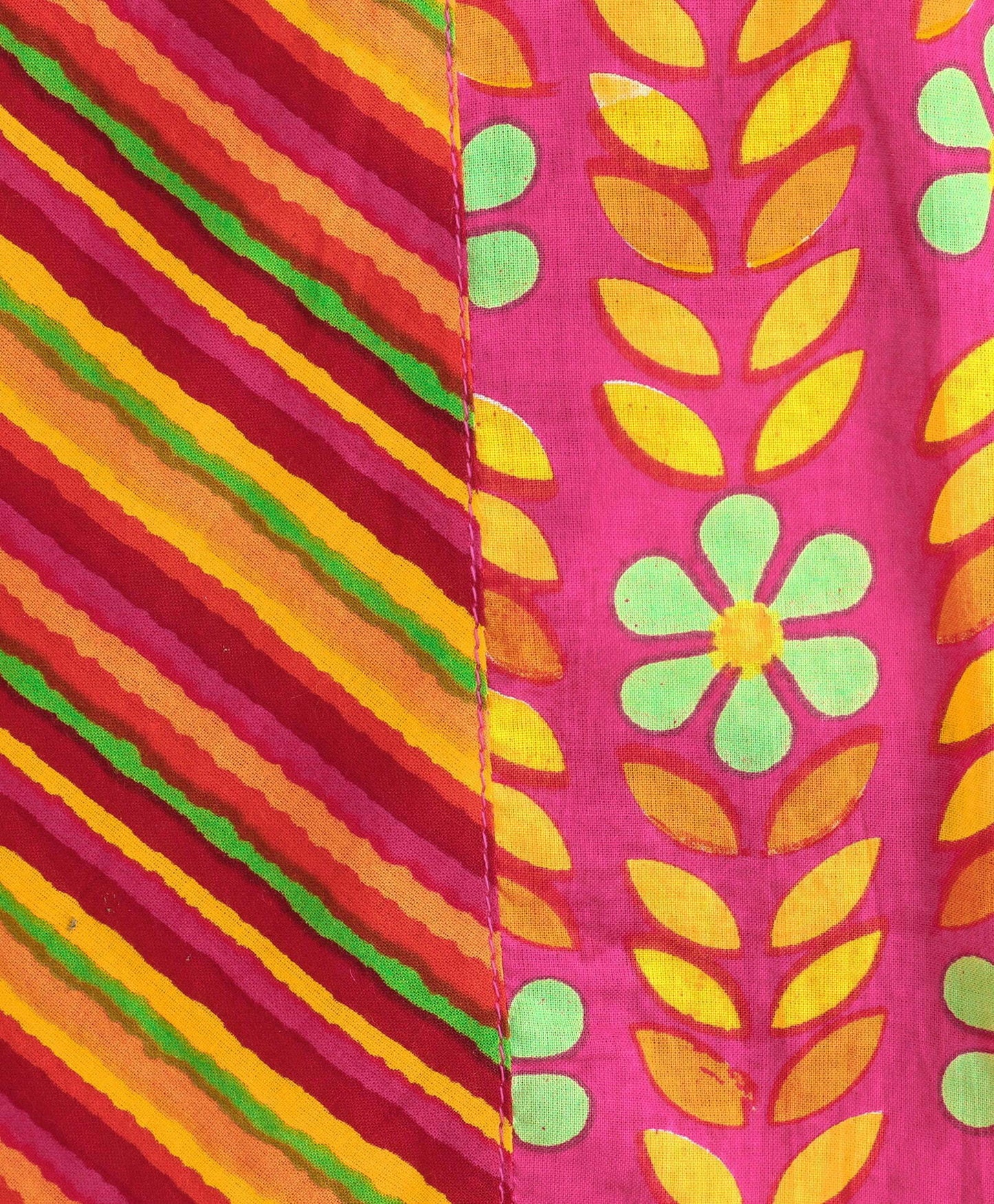 Girls Half And Half Top With Dhoti Set-Pink Yellow
