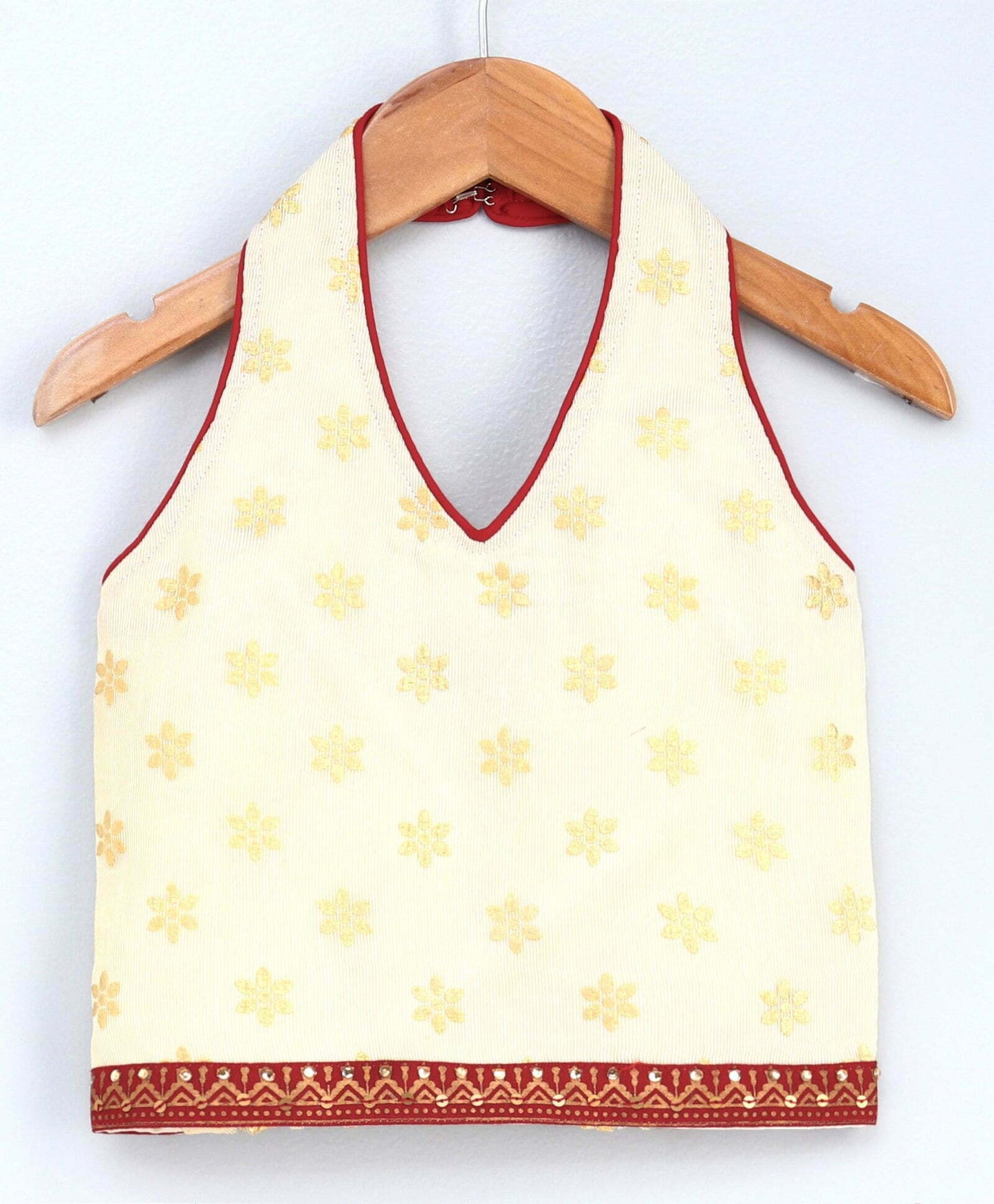 Girls Layered Top With Dhoti Set-Off White And Red