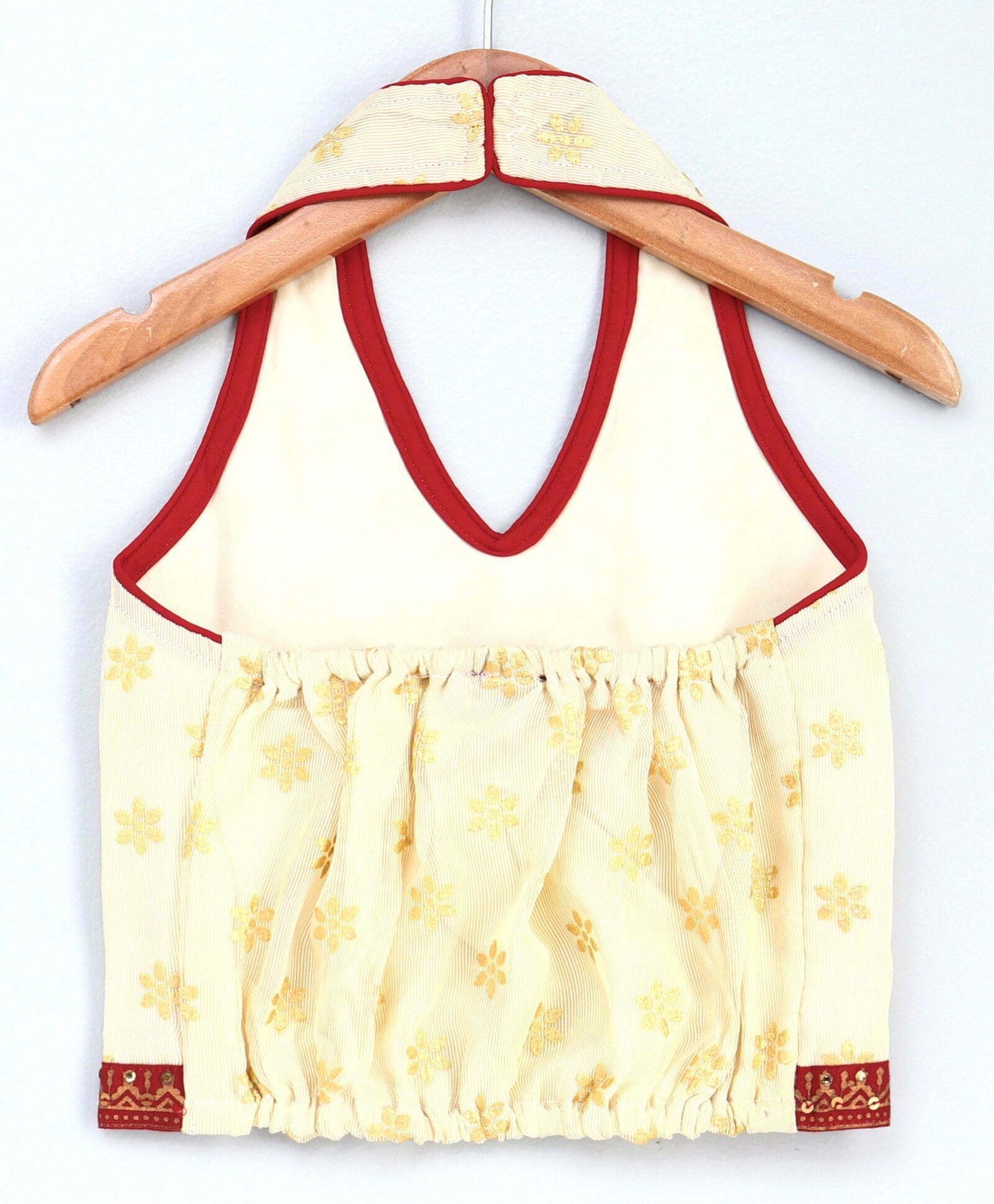 Girls Layered Top With Dhoti Set-Off White And Red