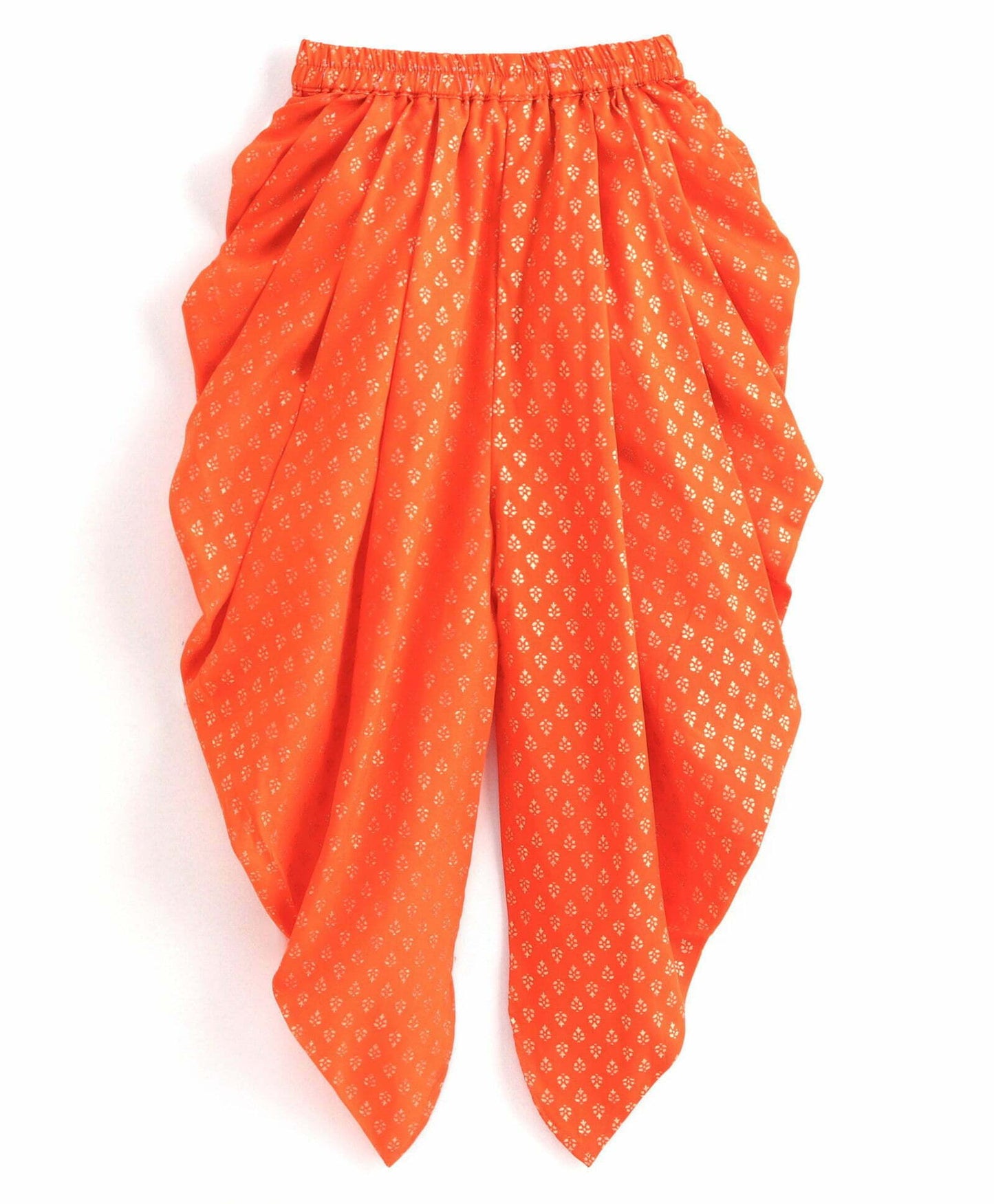 Girls Embroidered Neckline Top With Dhoti Set-Blue And Orange