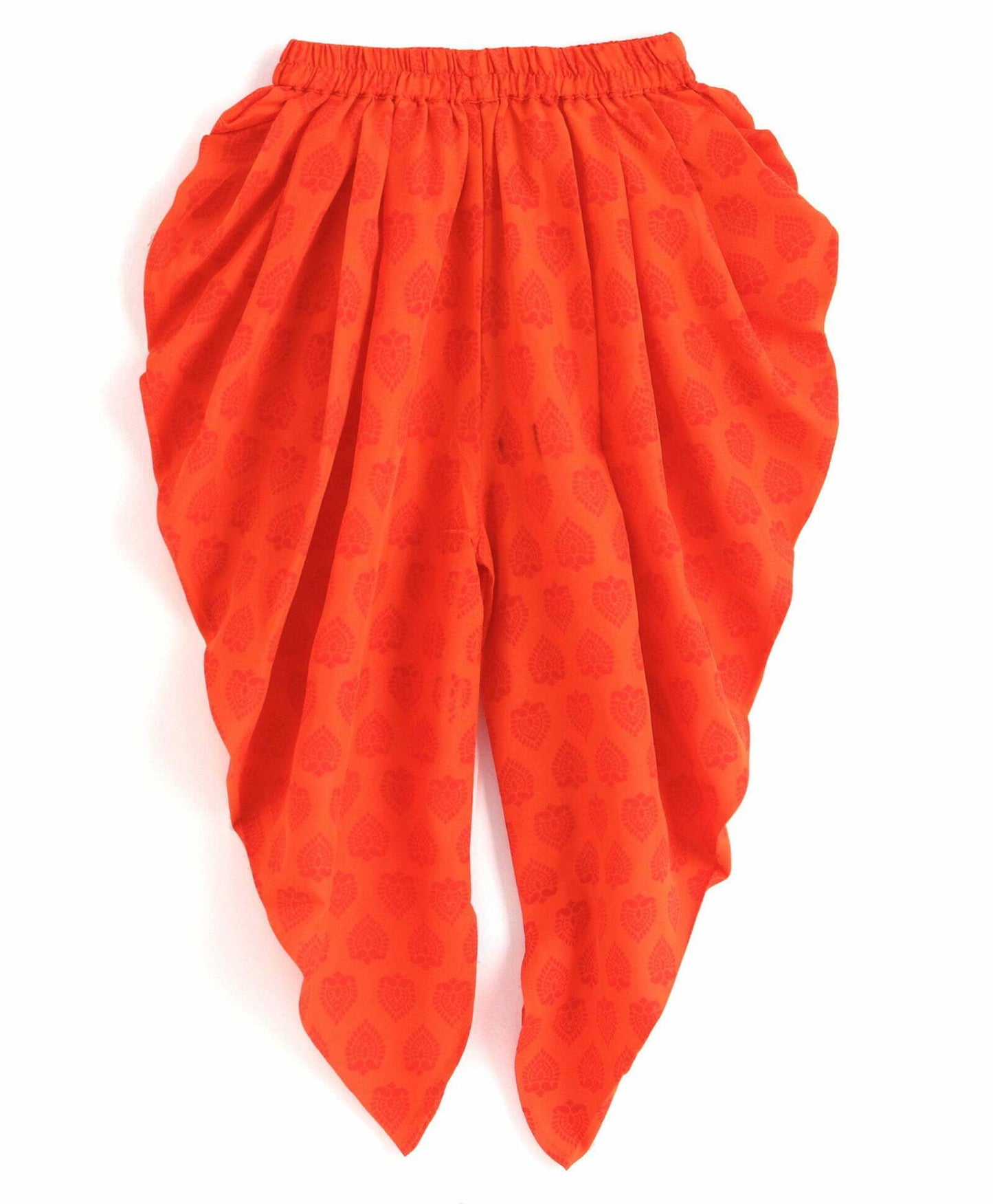 Girls Beadwork Embroidery Top With Dhoti Set-Blue And Orange