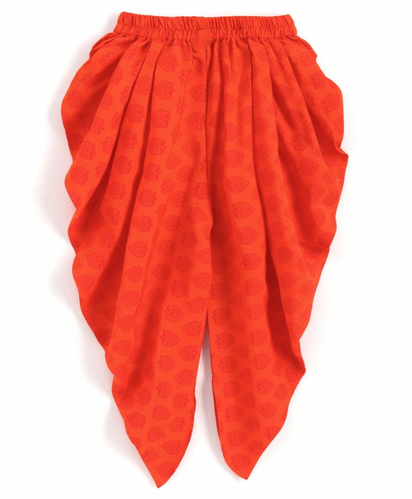 Girls Beadwork Embroidery Top With Dhoti Set-Blue And Orange