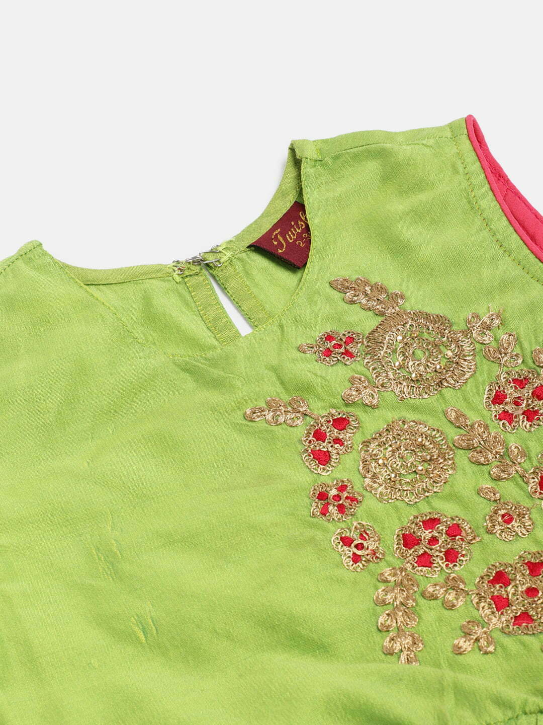 Girls Brocade Top & Designer Dhoti-Red