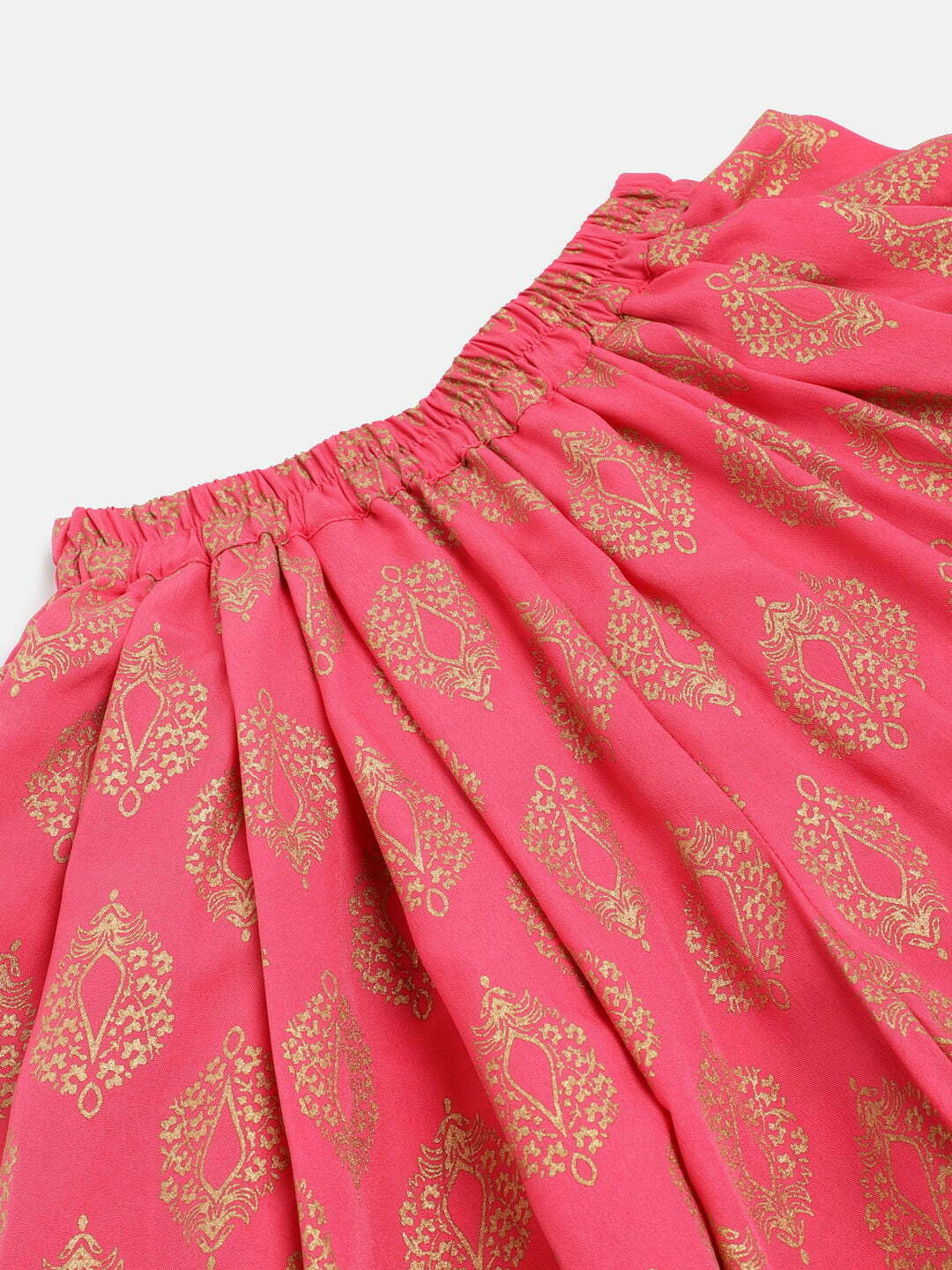 Girls Brocade Top & Designer Dhoti-Red