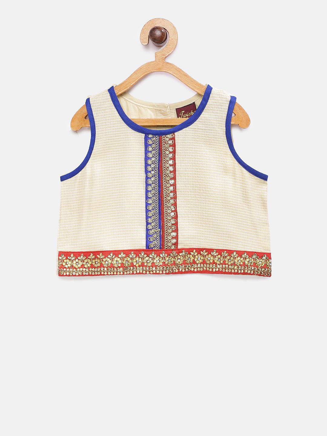 Twisha Girls Embellished Top With Printed Dhoti Pants - Off White & Red