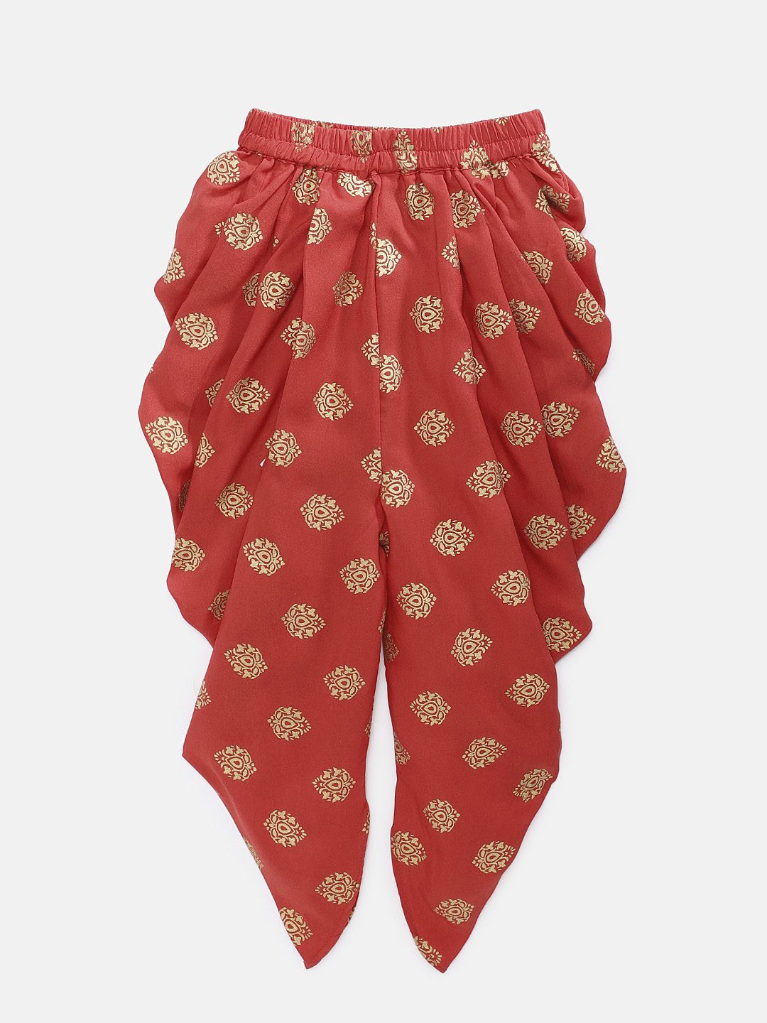 Twisha Girls Embellished Top With Printed Dhoti Pants - Off White & Red