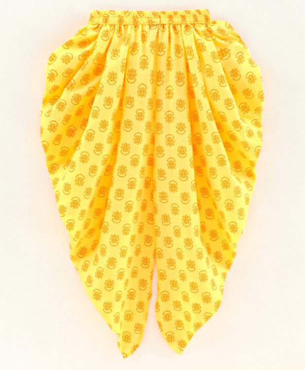 Twisha Girls Embroidered top with printed Dhoti-Red And Yellow