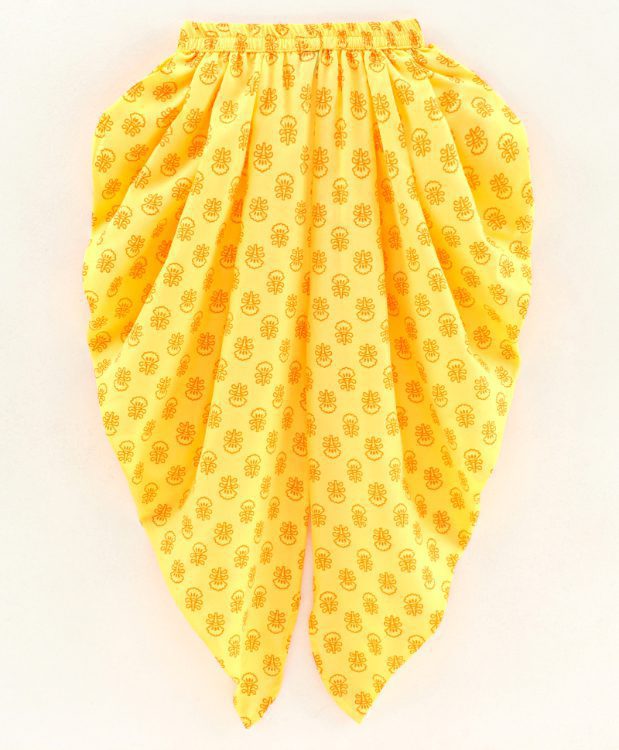 Twisha Girls Embroidered top with printed Dhoti-Red And Yellow