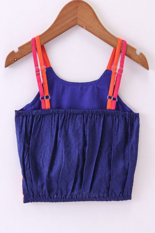 Twisha Girls Top & Printed Dhoti Pants - Red & Blue