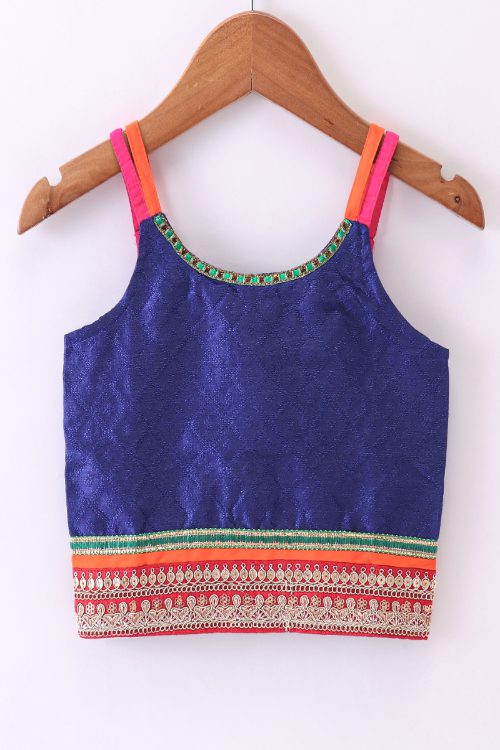Twisha Girls Top & Printed Dhoti Pants - Red & Blue