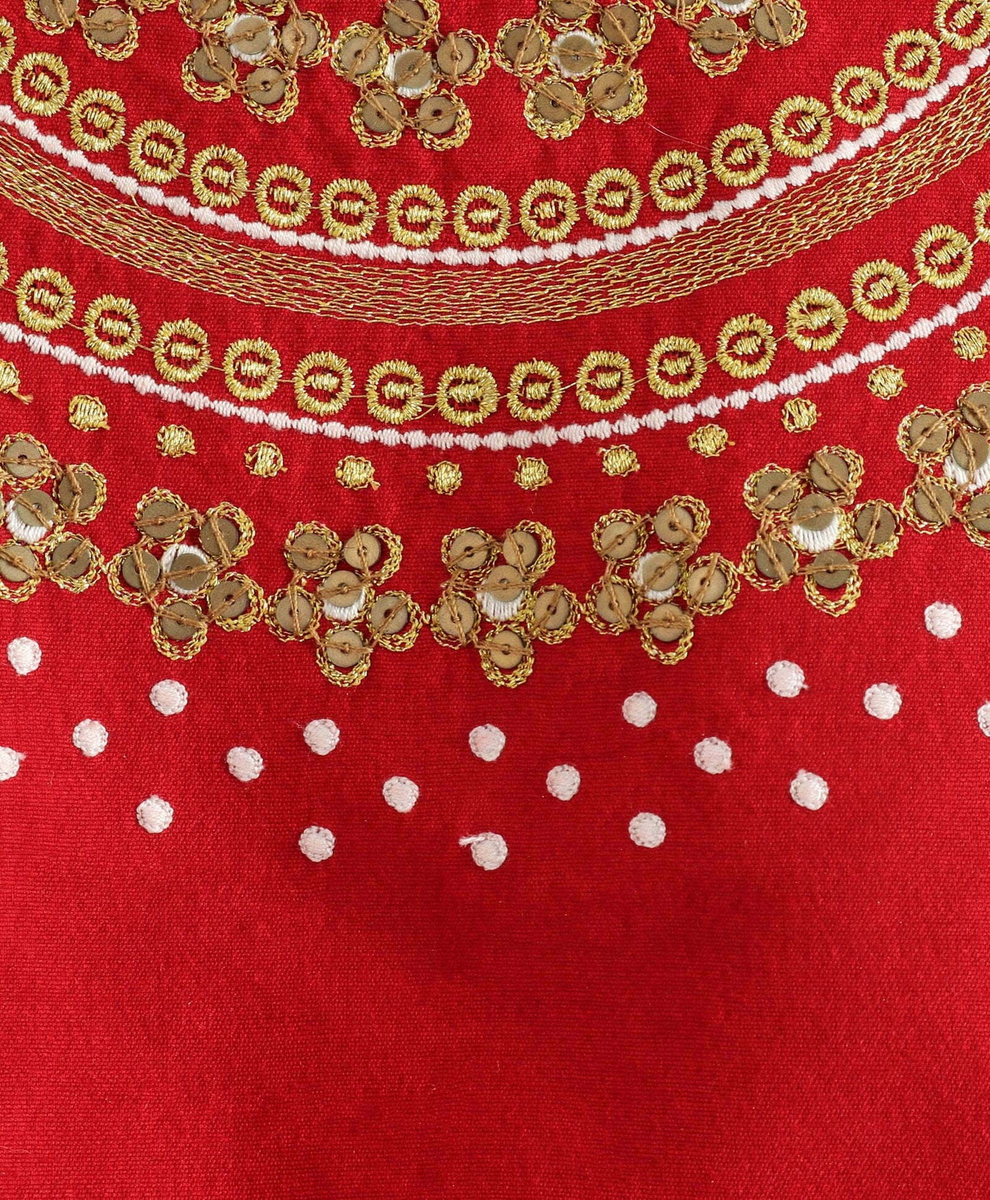 Embroidered Top With Printed Dhoti-Red