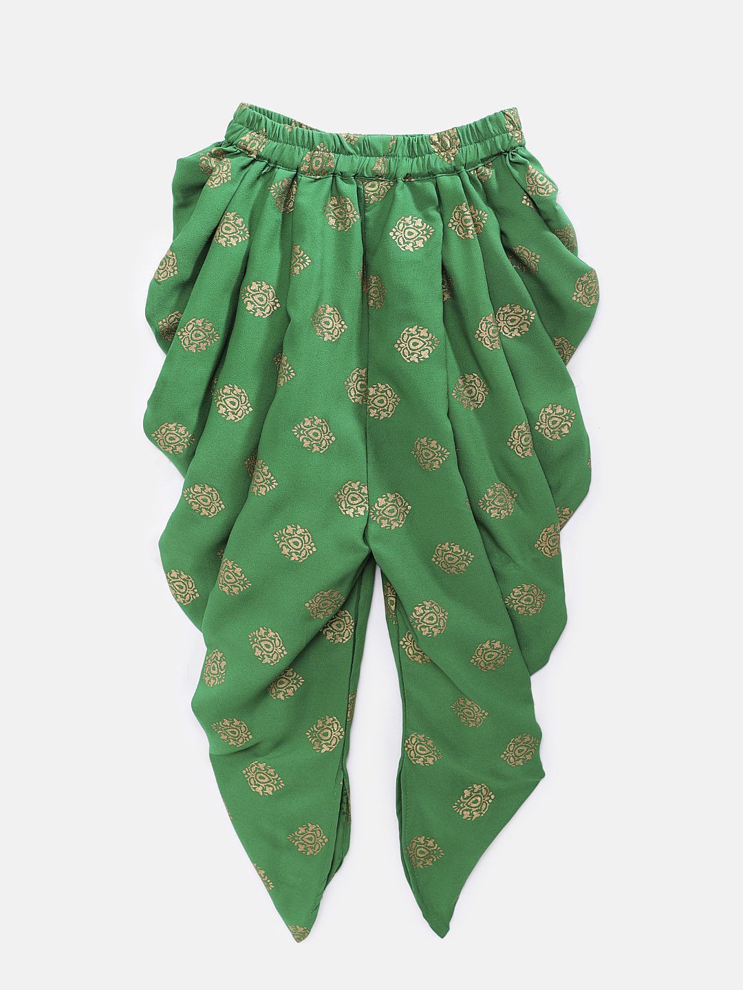 Twisha Girls Top With Potli Button Details & Printed Dhoti - Maroon & Green