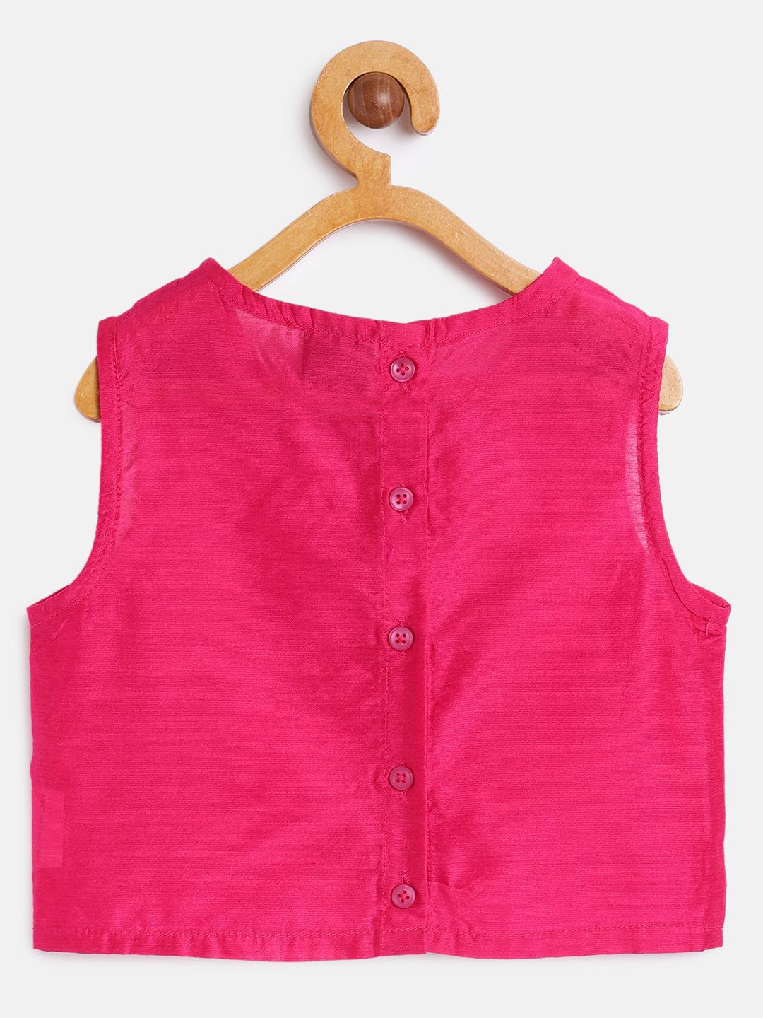 Twisha Girls Embroidered Top With Net Ghagra - Pink & Blue