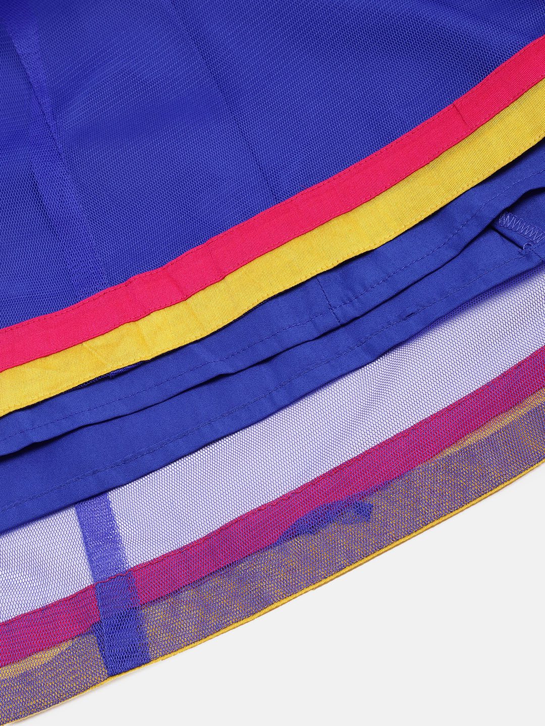 Twisha Girls Embroidered Top With Net Ghagra - Pink & Blue