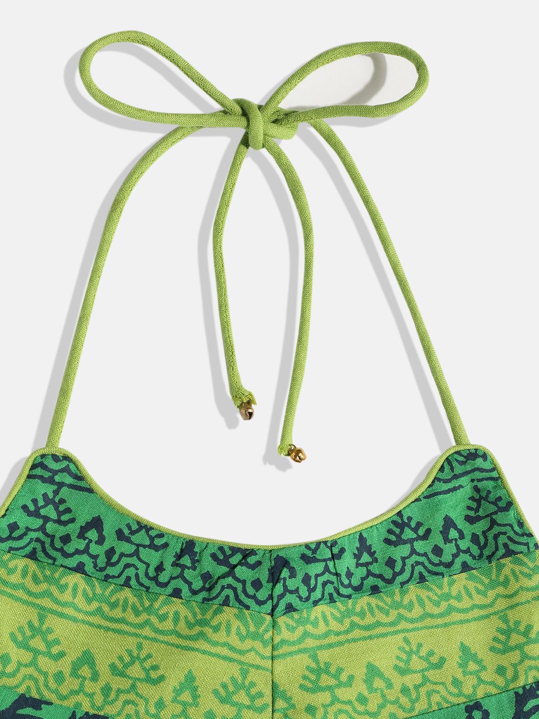 Twisha Girls Printed Top With Ghagra - Green & Off White