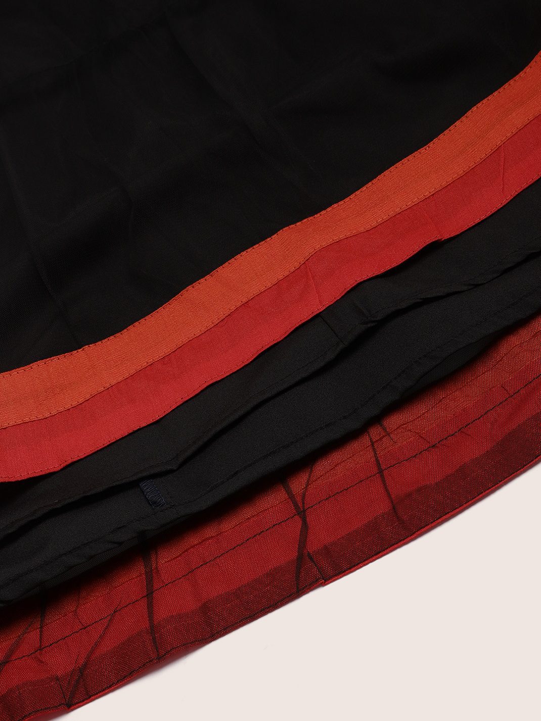 Twisha Girls Embroidered Choli With Ghagra- Red & Black