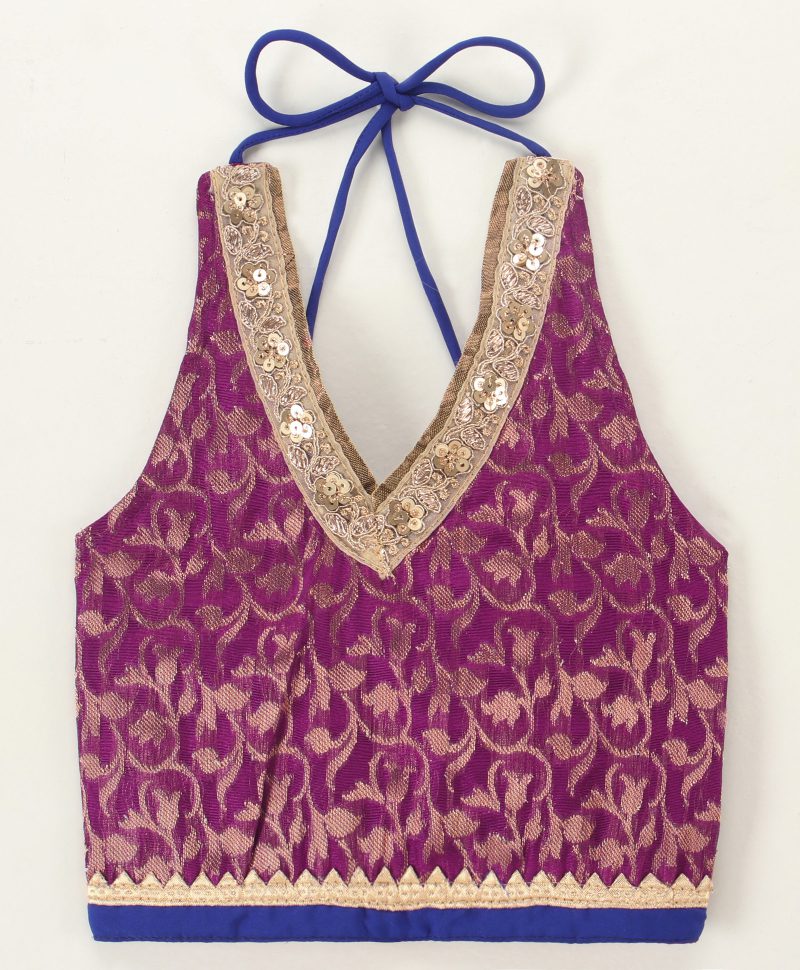 Twisha Halter Top with Ghagra- Purple & Green