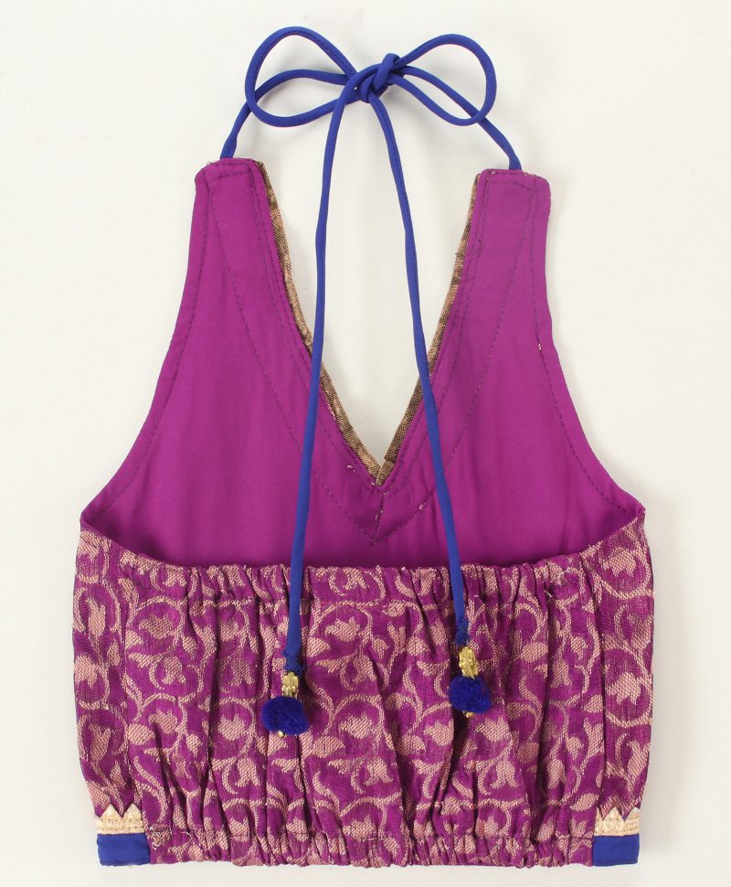 Twisha Halter Top with Ghagra- Purple & Green