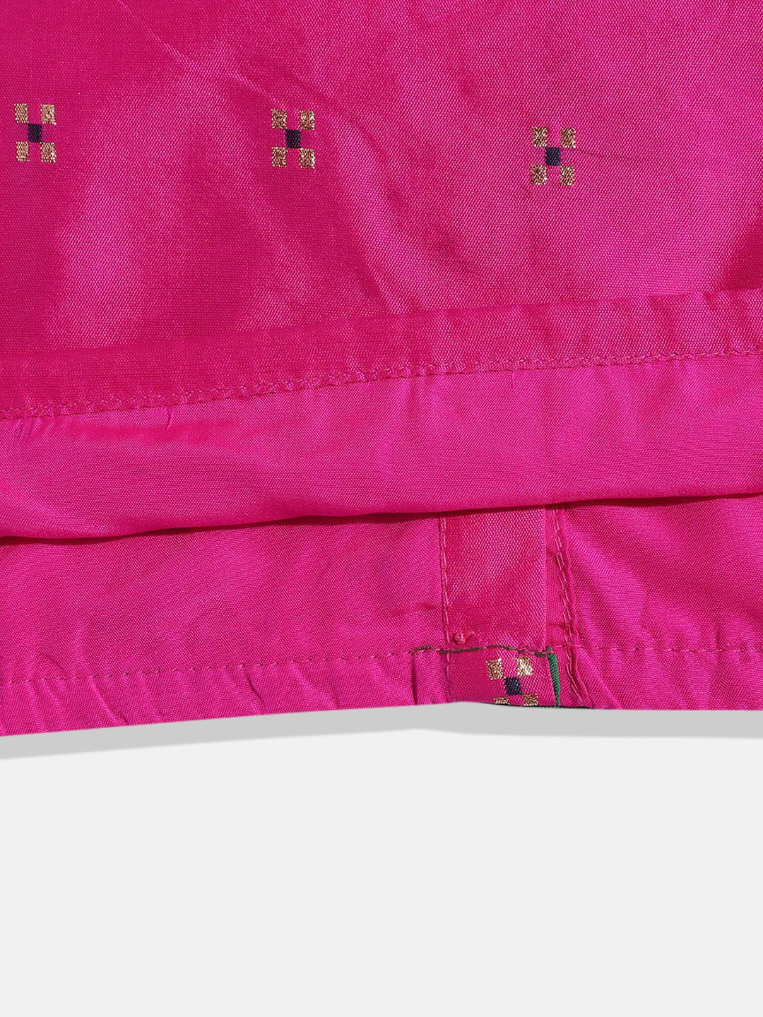 Twisha Girls Self Designed Top With Crushed Effect Ghagra - Pink & Green
