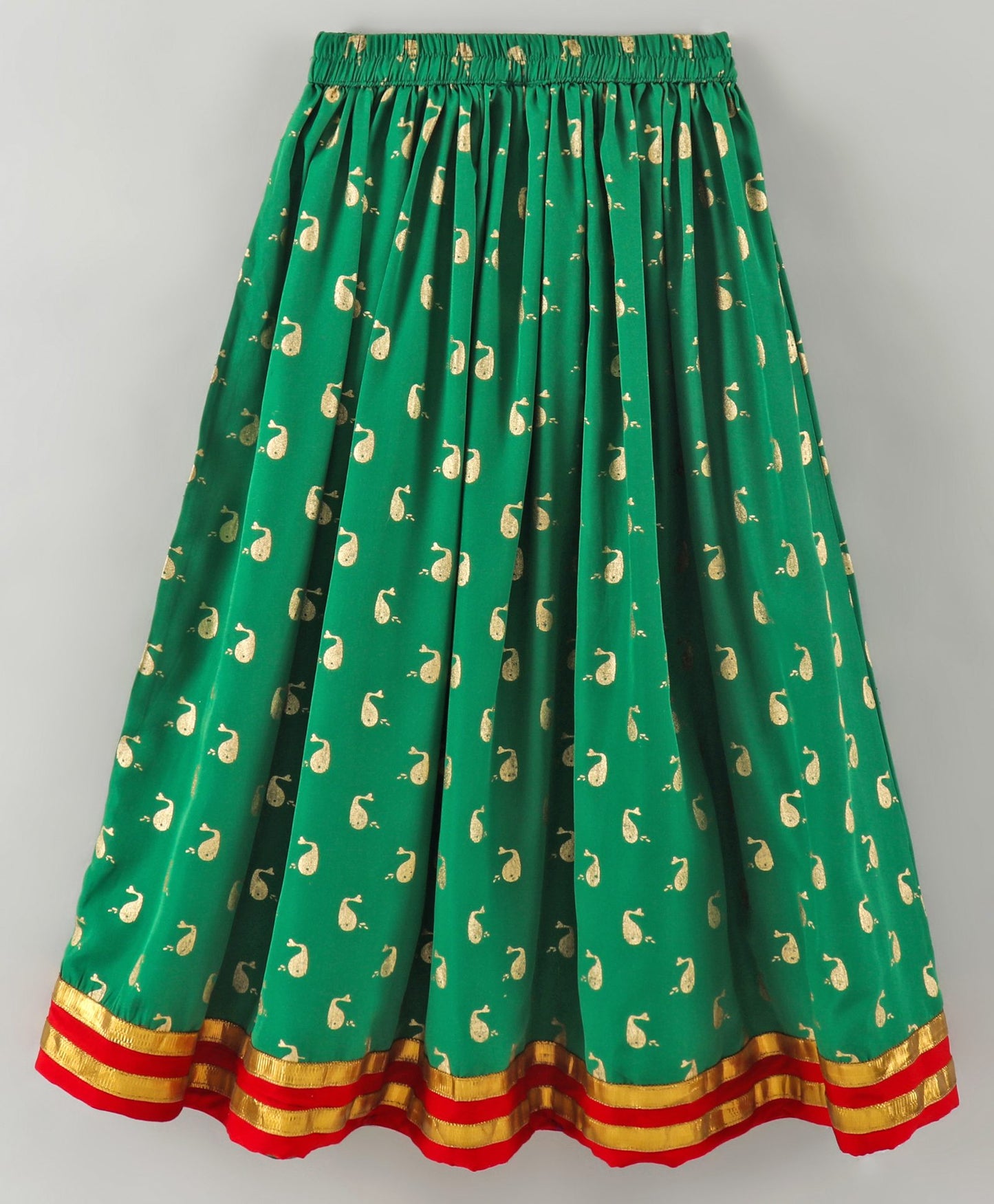 Twisha Girls Top With Ghagra- Orange & Green
