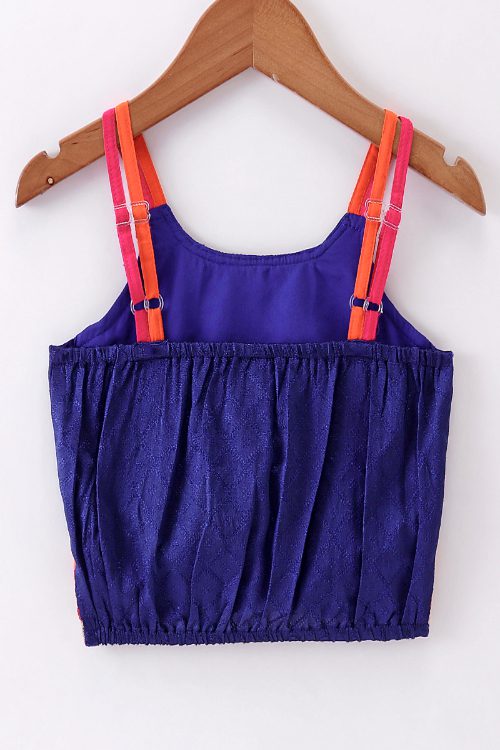 Twisha Girls Top & Printed Ghagra - Blue & Orange