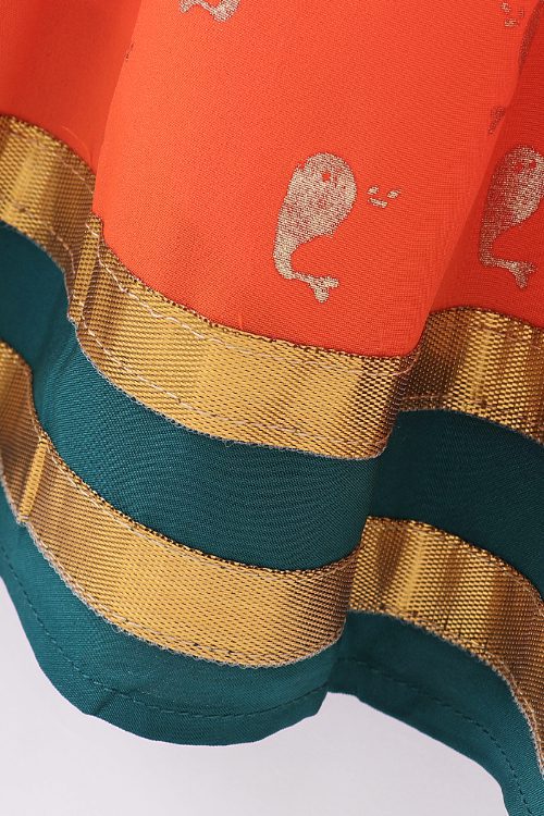 Twisha Girls Top & Printed Ghagra - Blue & Orange