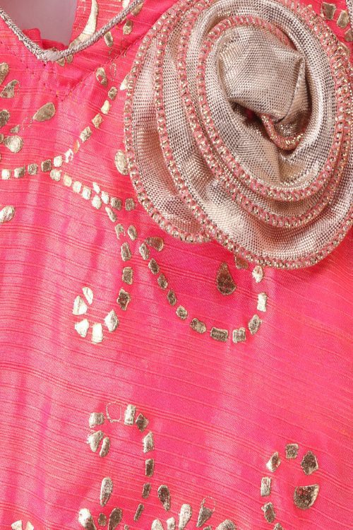 Twisha Girls Halter Neck Top & Ghagra - Coral & Peach