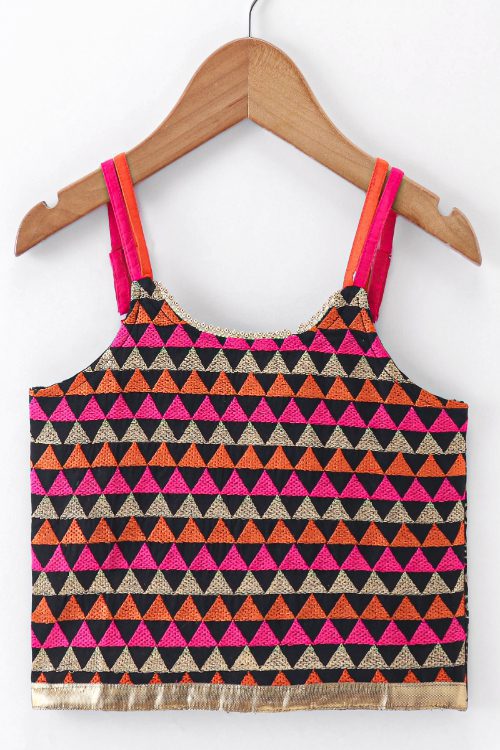 Twisha Girls Embroidered Top & Printed Ghagra - Multi & Orange