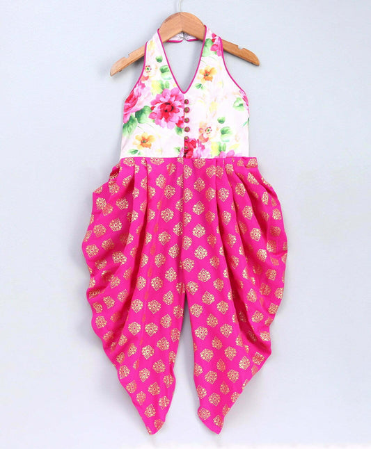 Girls Floral Jumpsuit -Pink