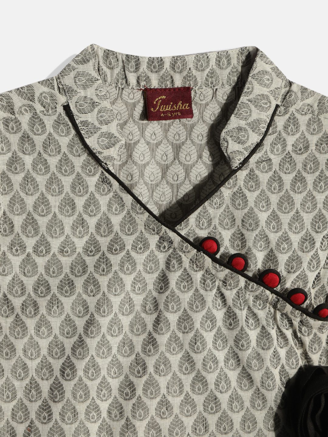 Twisha Girls Sleeveless Ethnic Print Top With Palazzo - Grey & White