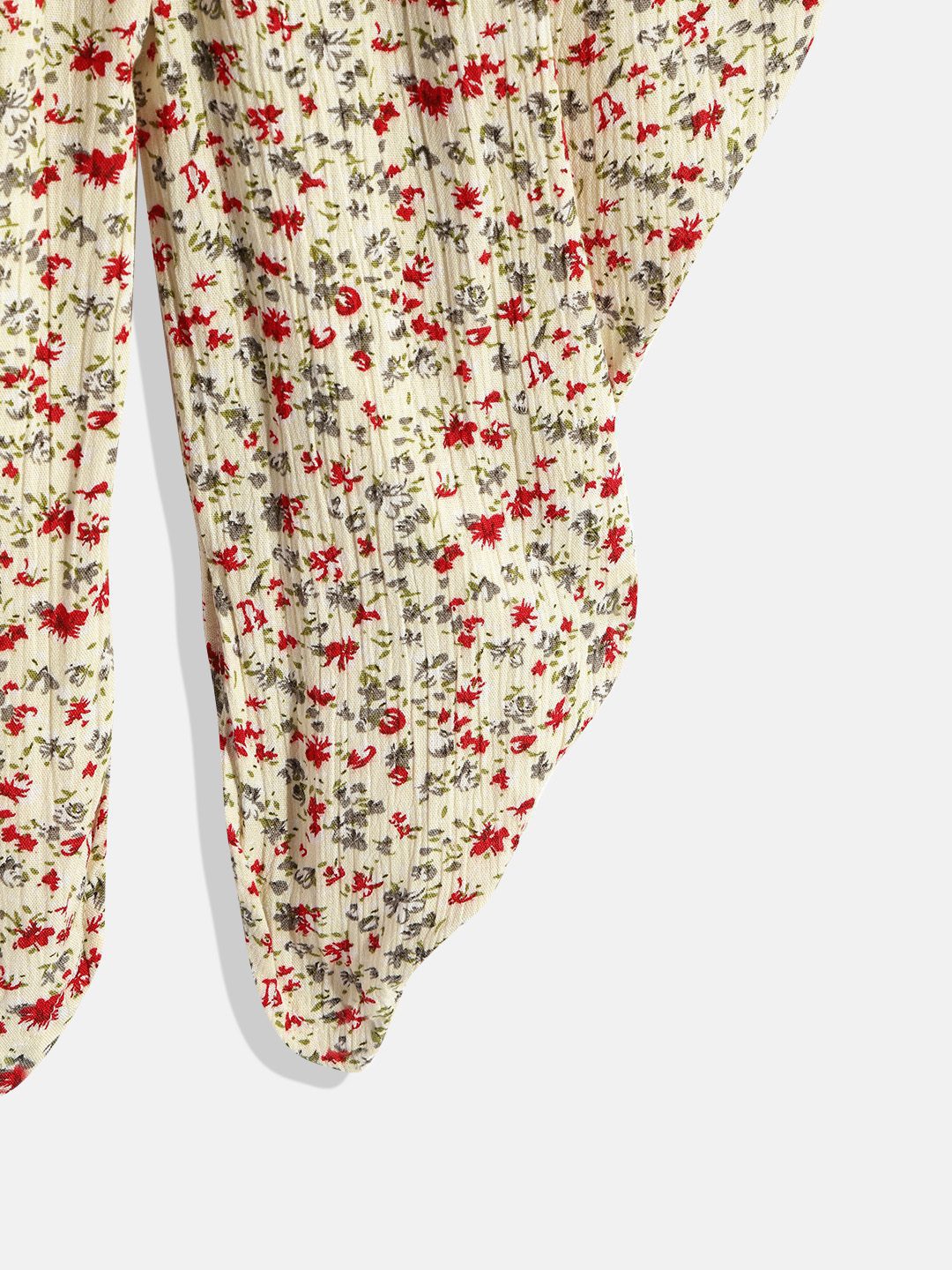 Twisha Girls Printed Basic Jumpsuit With Ruffles - Red & Cream