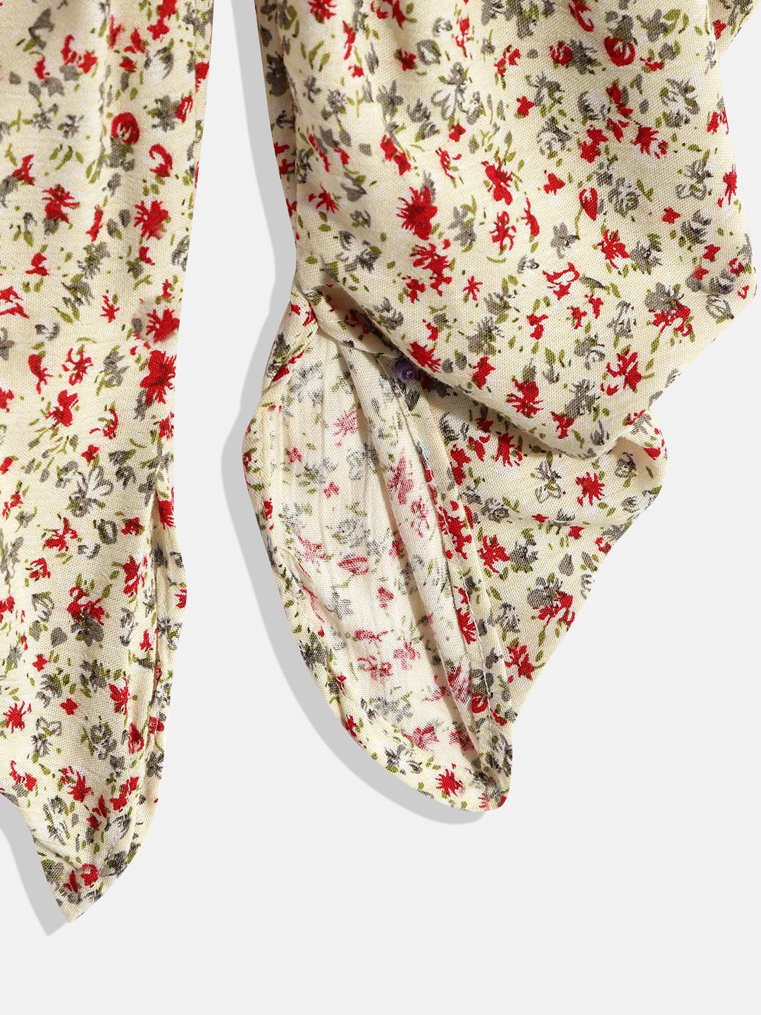 Twisha Girls Printed Basic Jumpsuit With Ruffles - Red & Cream