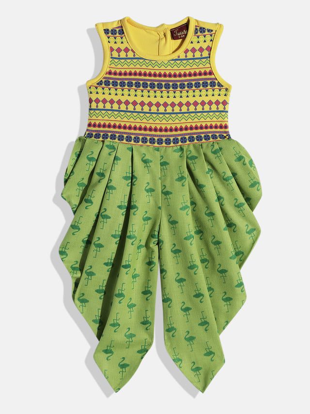 Twisha Girls Jumpsuit -Yellow & Green