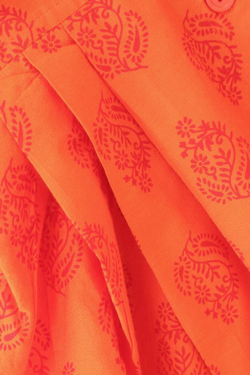 Twisha Girls Sleeveless All Over butta Motif Print Dhoti Style Jumpsuit With  Sleeves Embroidered Jacket- orange & Red