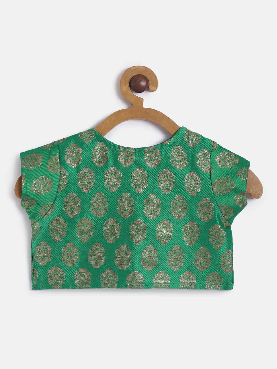Jumpsuit With Brocade Shrug - Red & Green