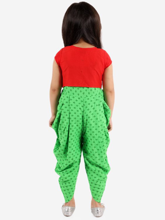 Festive Jumpsuit with Ariwork Jacket - Green & Red