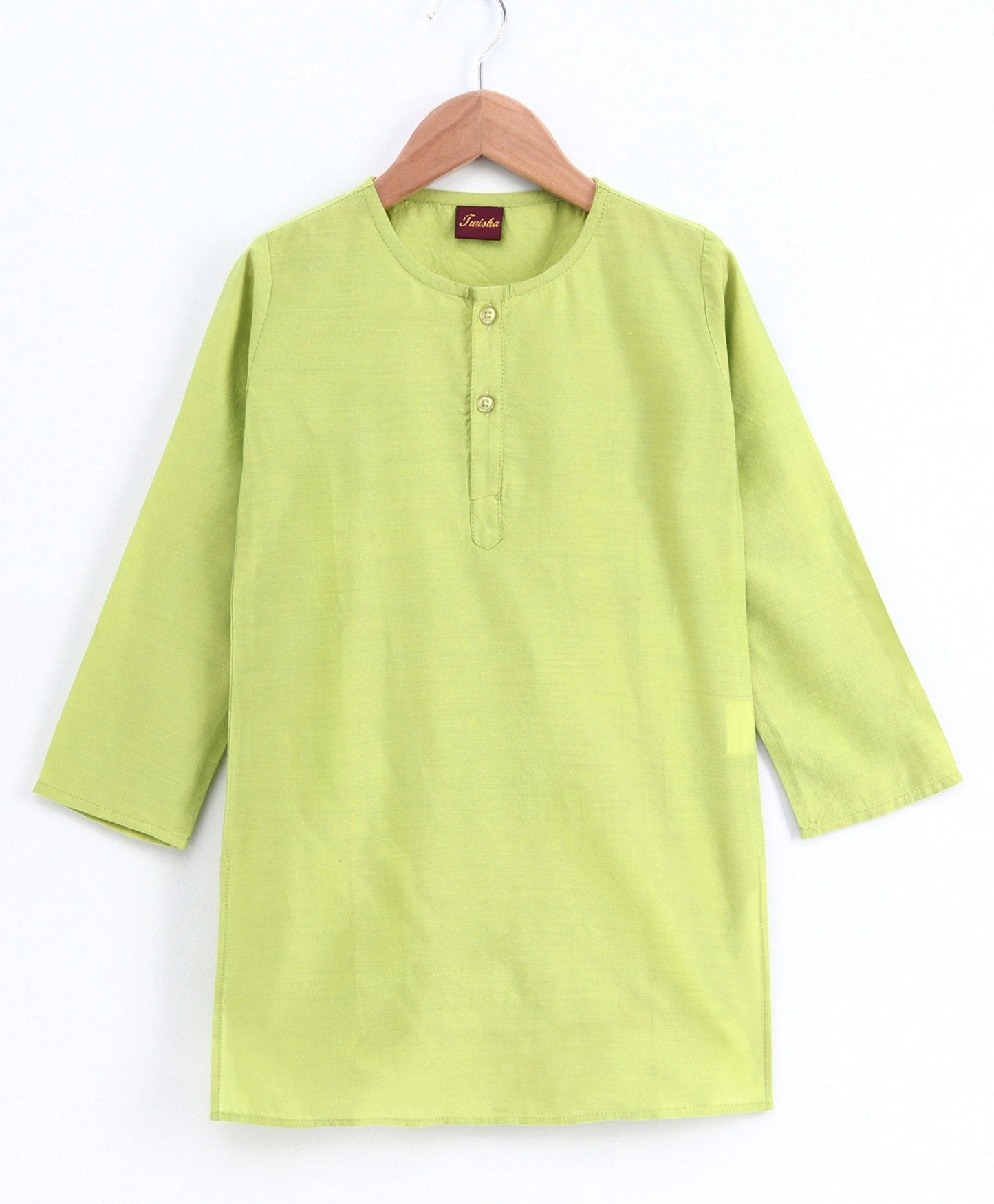 Boys Full Sleeves Solid Kurta With Jacket & Pajama - Green