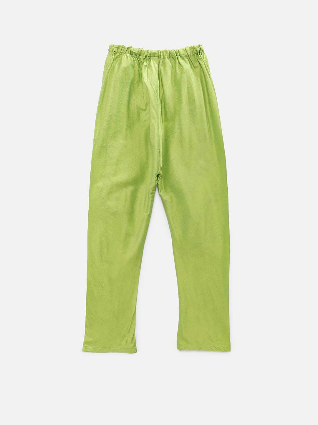 Boys Solid Kurta & Pyjama With Printed Jacket -  Green