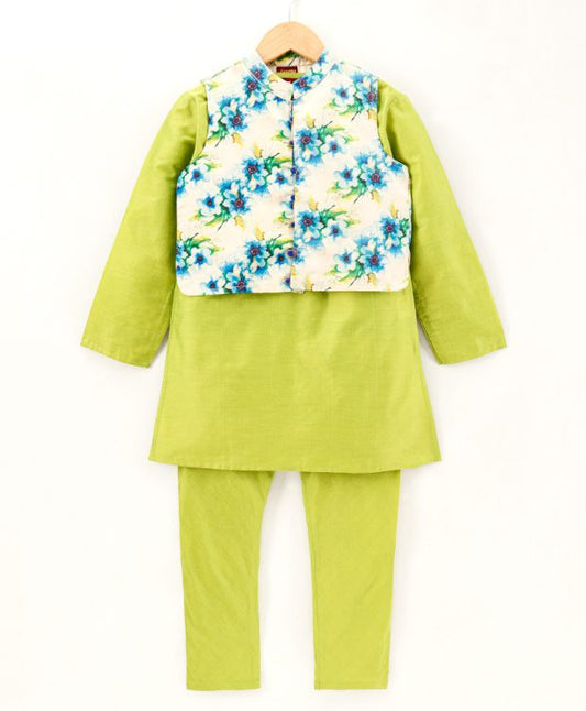 Twisha Boys Kurta And Pajama With Floral Jacket