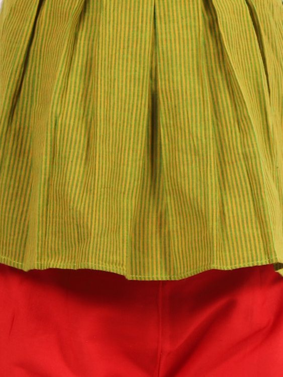 Twisha Girls Striped incut pleated Top with Layered Palazzo Set- Green & Red