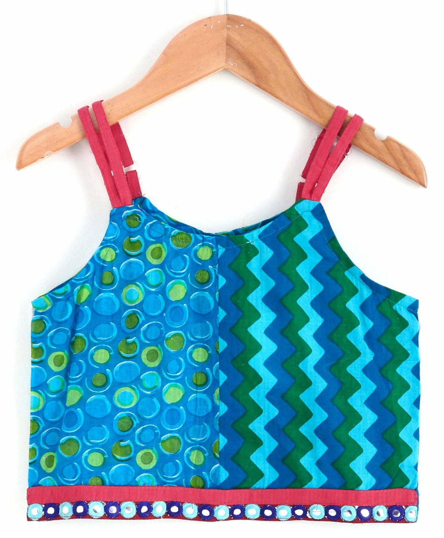 Girls Half And Half Top With Palazzo Set-Blue Pink