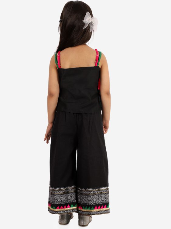 Twisha Girls mirrorwork Frilled Peplum and Palazzo Set -Black