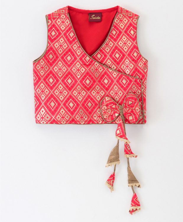 Twisha Brocade Top with Palazzo - Red & Yellow